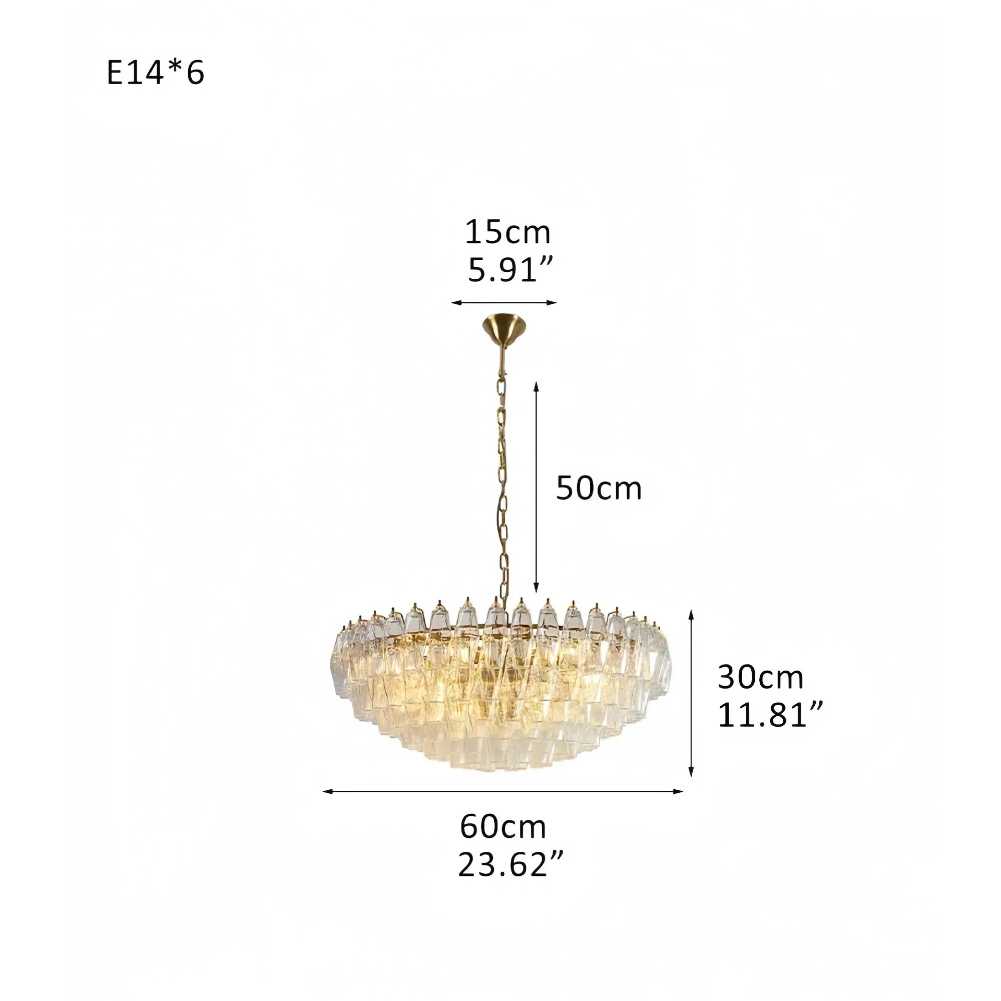 Hand Blown Tier Glass Large Murano Chandelier 24"31"40" - D60*H30CM/D23.62"*H11.81"Warm Light (3000K)PurpleJoyfuzzy