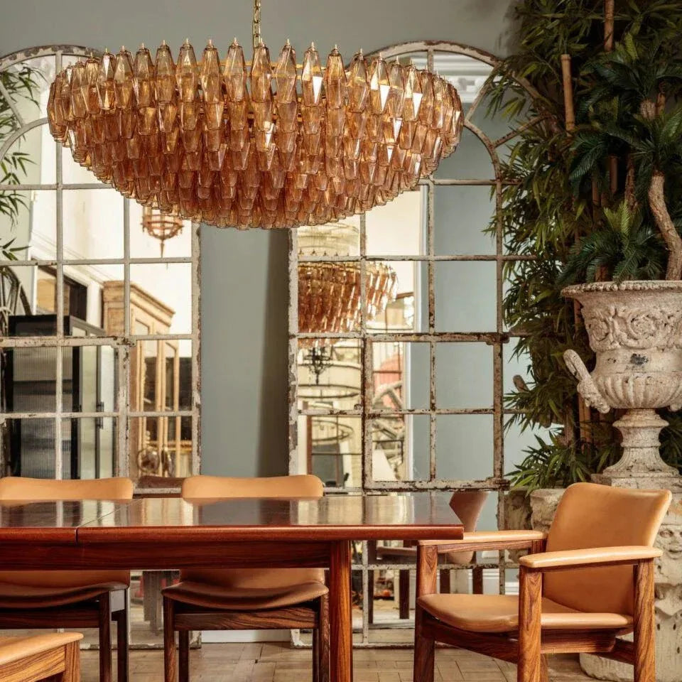 Hand Blown Tier Glass Large Murano Chandelier 24"31"40" - D60*H30CM/D23.62"*H11.81"Warm Light (3000K)AmberJoyfuzzy