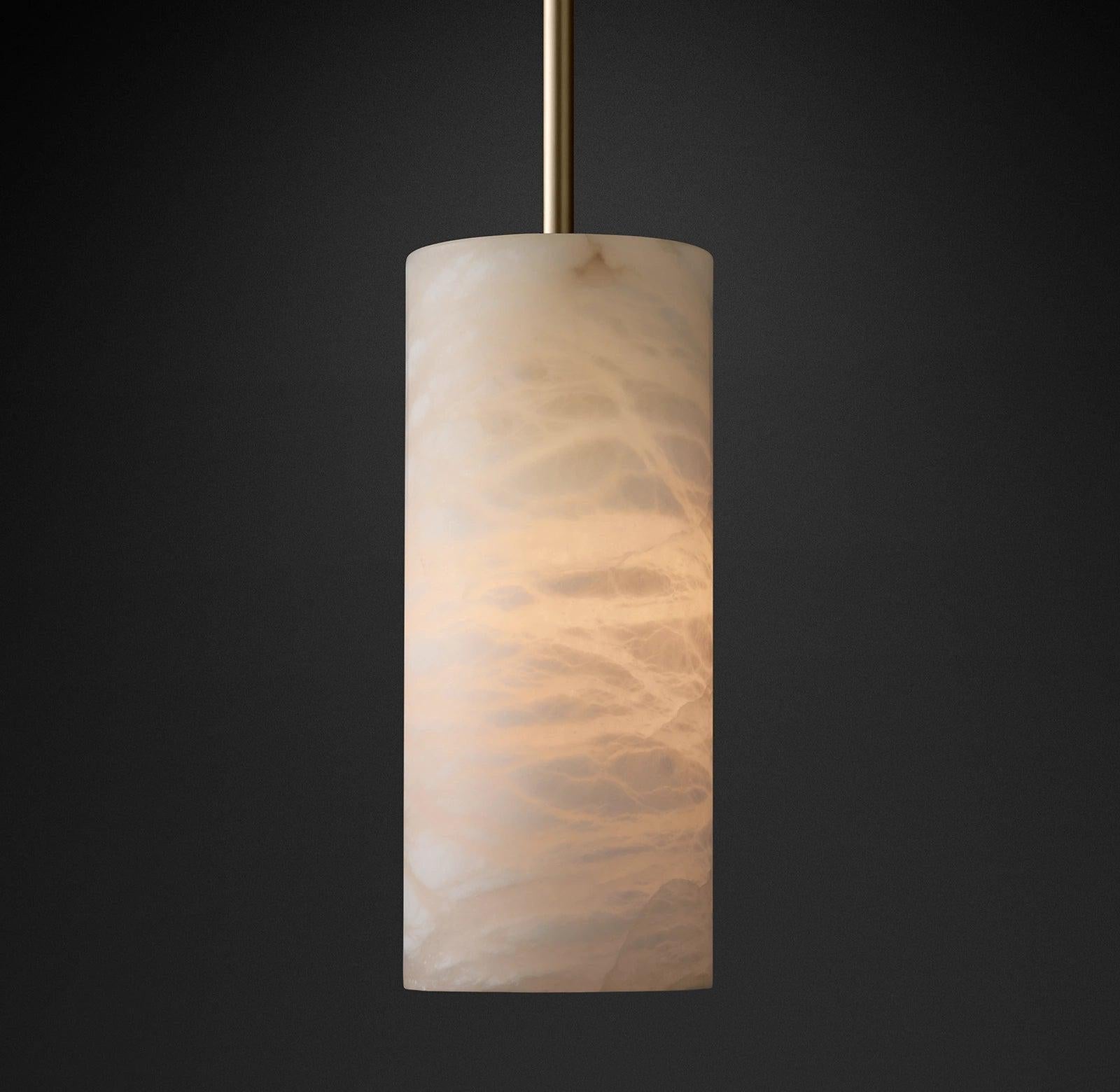 Hand Carved Alabaster Cylinder Pendent - Bronze12''Joyfuzzy