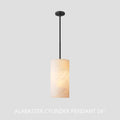 Hand Carved Alabaster Cylinder Pendent - Brushed Nickel9''Joyfuzzy