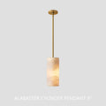 Hand Carved Alabaster Cylinder Pendent - Brushed Nickel9''Joyfuzzy