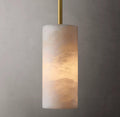 Hand Carved Alabaster Cylinder Pendent - Brushed Nickel9''Joyfuzzy