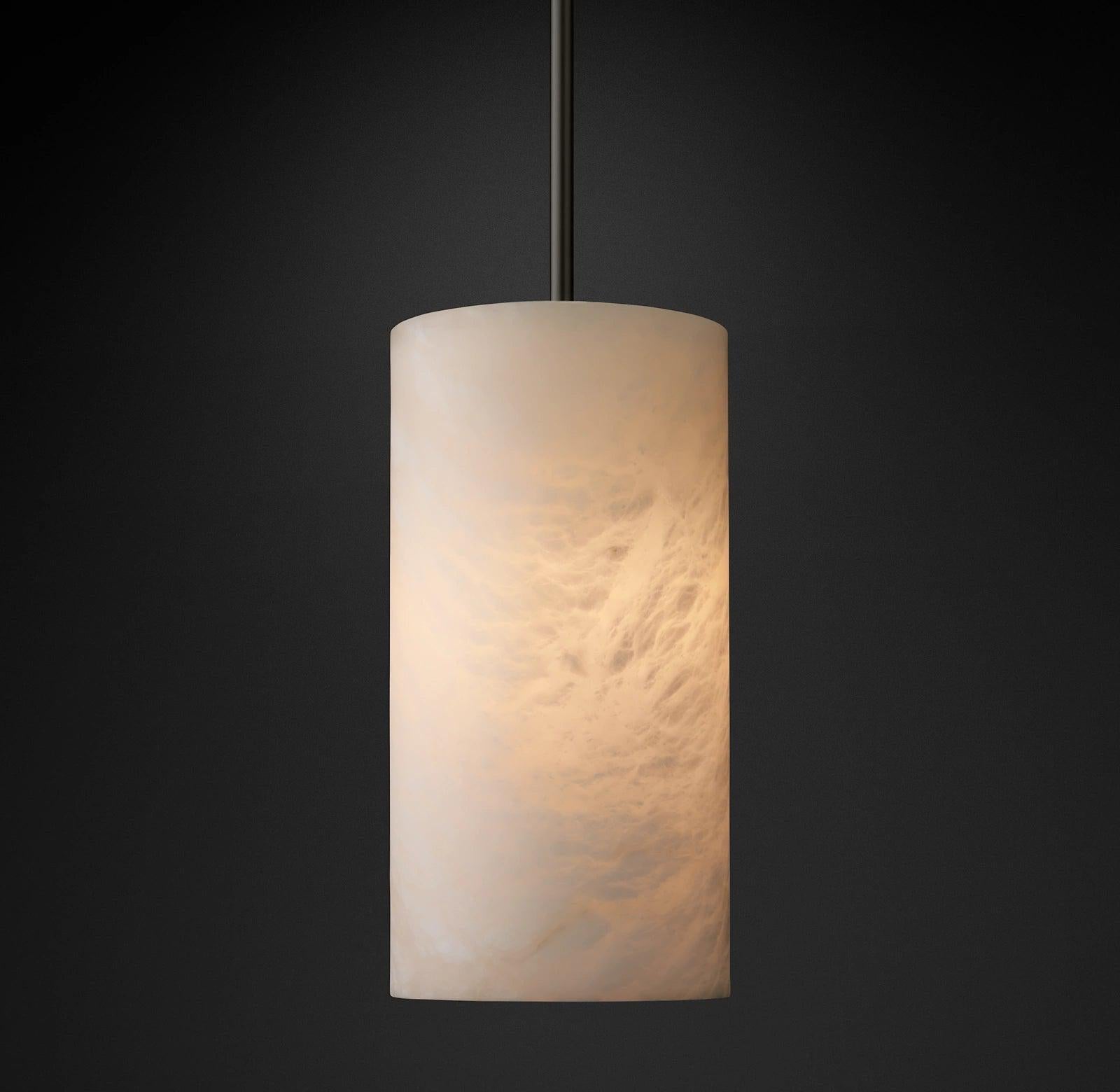 Hand Carved Alabaster Cylinder Pendent - Bronze12''Joyfuzzy