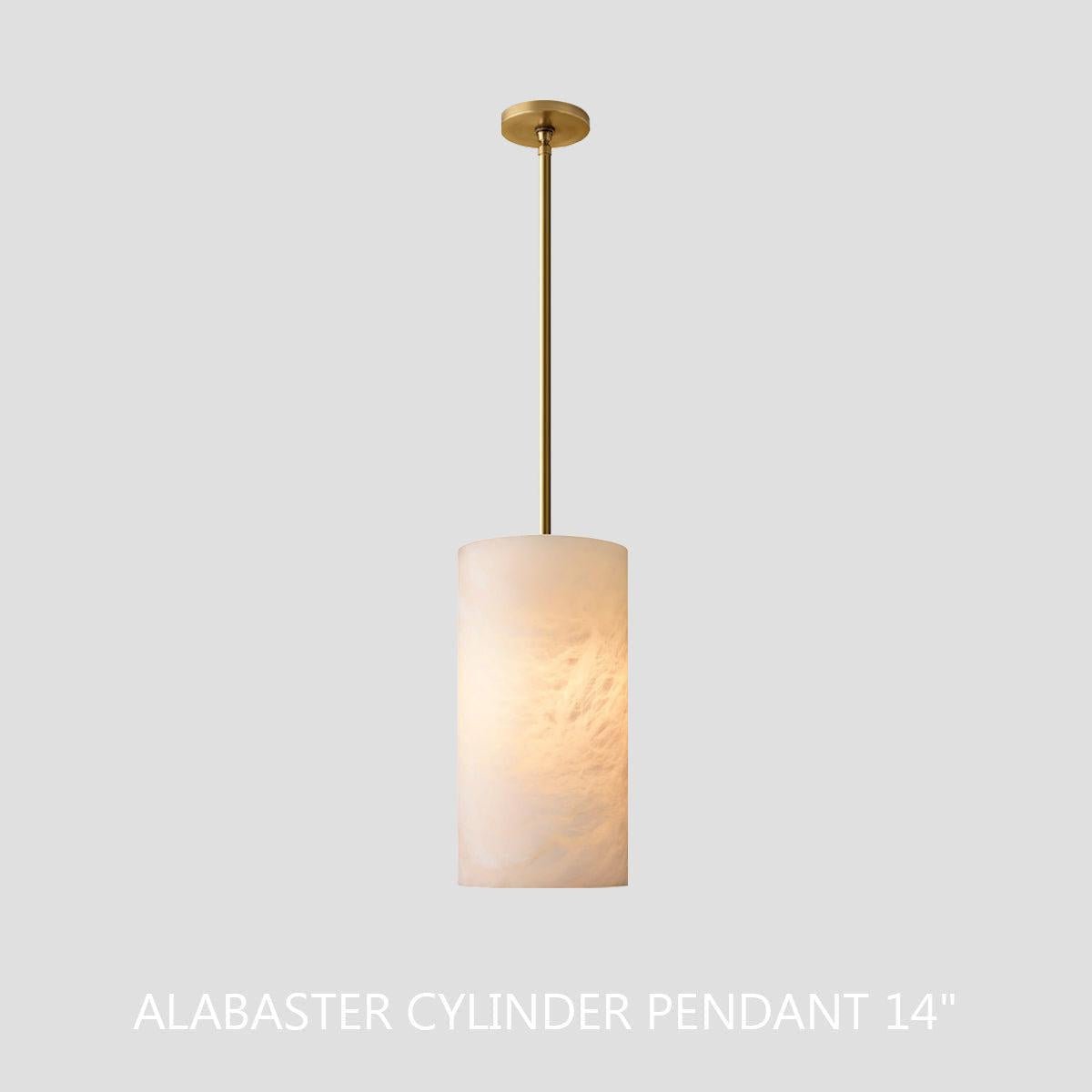 Hand Carved Alabaster Cylinder Pendent - Brushed Nickel9''Joyfuzzy