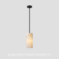 Hand Carved Alabaster Cylinder Pendent - Brushed Nickel9''Joyfuzzy