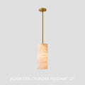 Hand Carved Alabaster Cylinder Pendent - Brushed Nickel9''Joyfuzzy