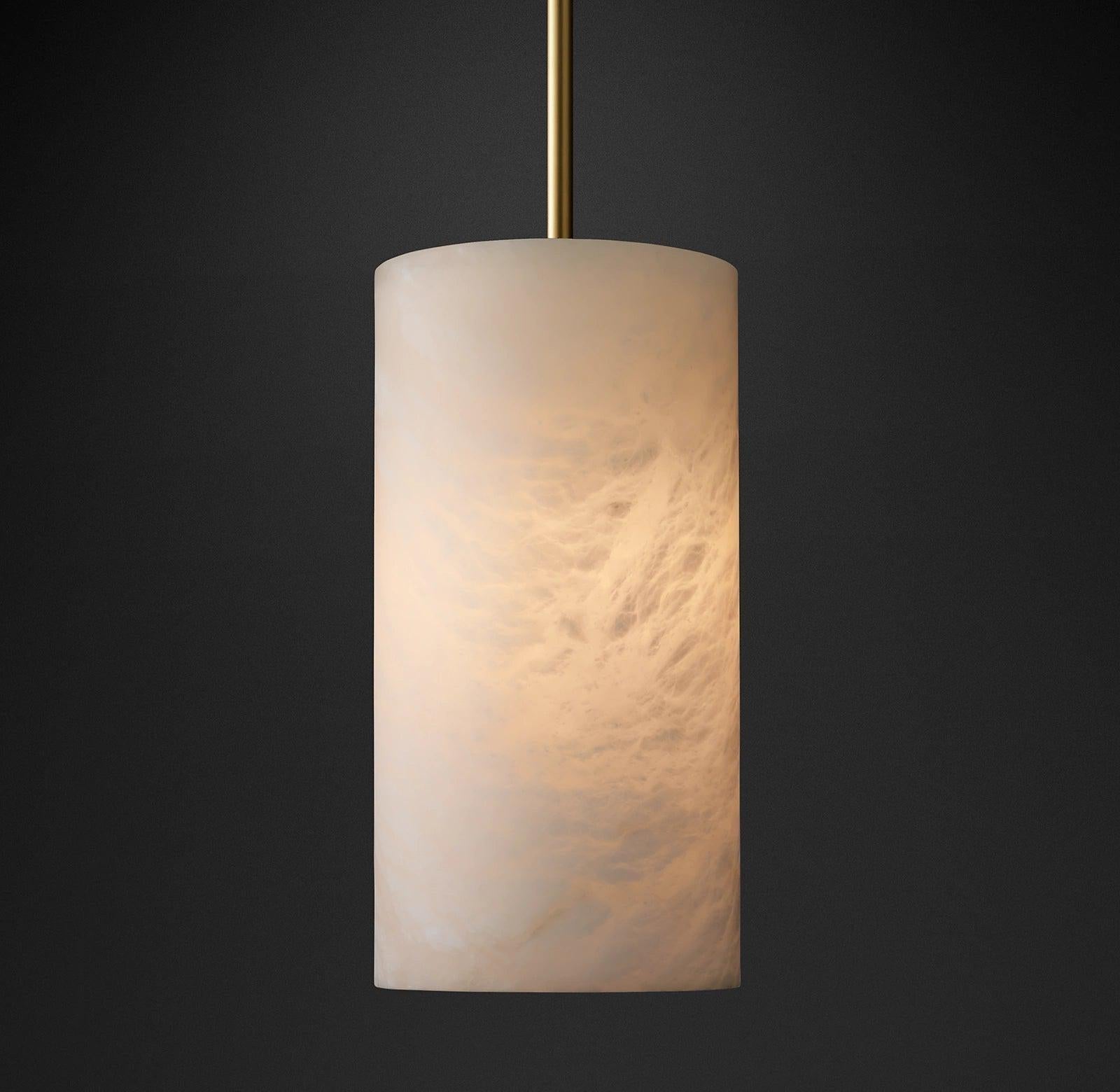 Hand Carved Alabaster Cylinder Pendent - Bronze12''Joyfuzzy