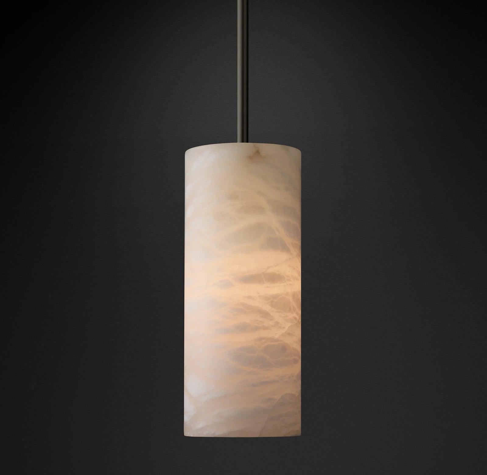 Hand Carved Alabaster Cylinder Pendent - Bronze12''Joyfuzzy