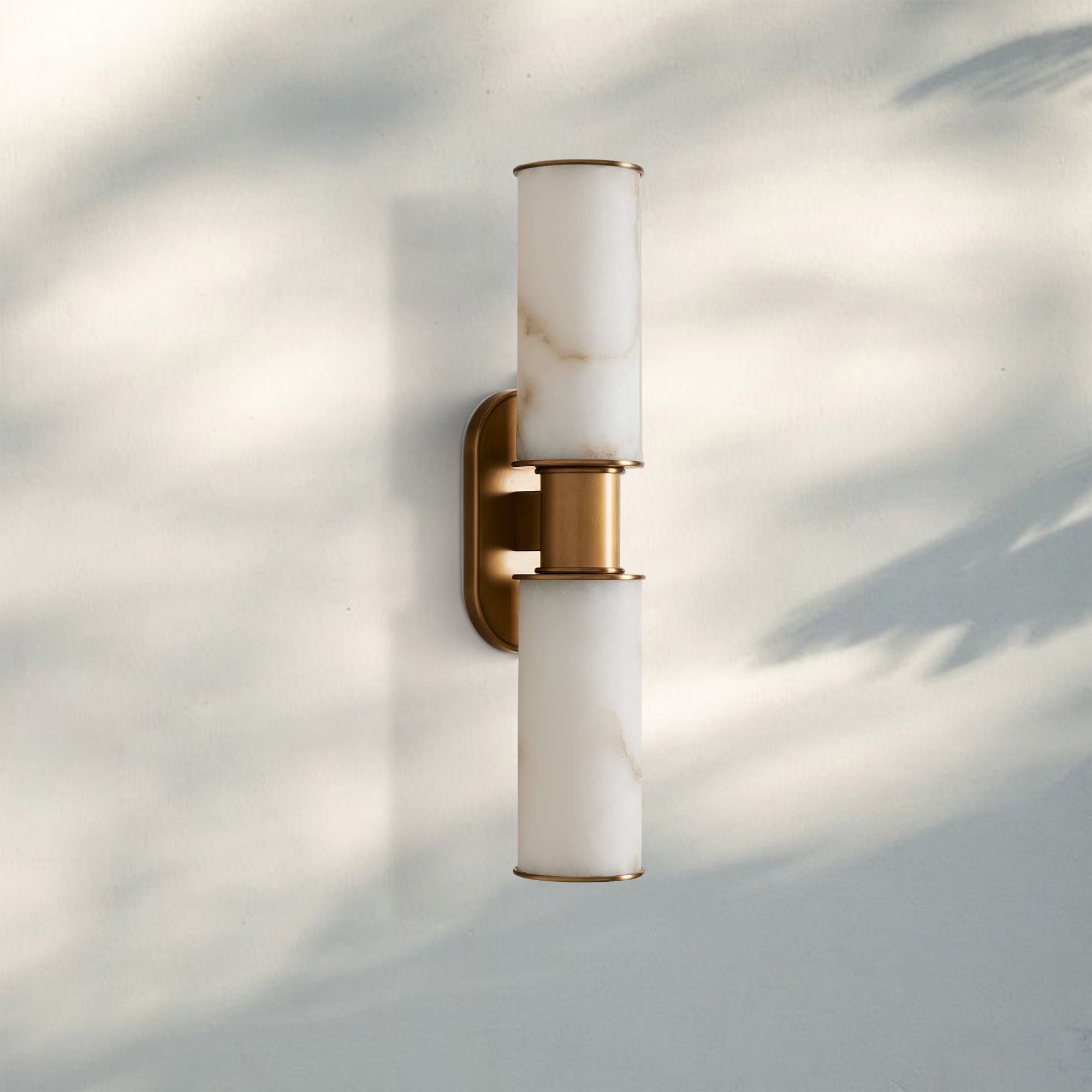 Harline Alabaster 2 - Light Wall Sconce - BrassJoyfuzzy