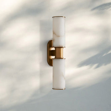 Harline Alabaster 2 - Light Wall Sconce - BrassJoyfuzzy
