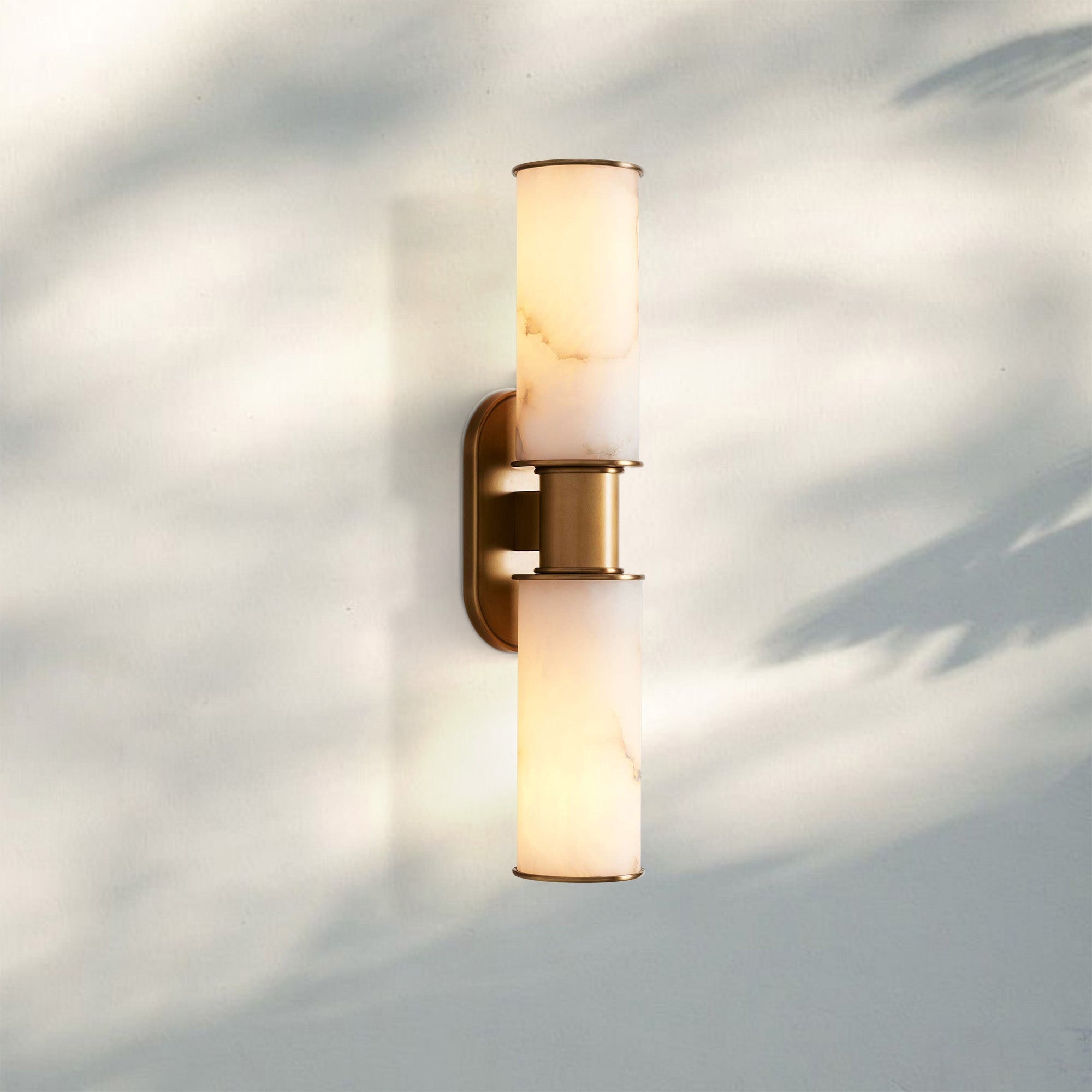 Harline Alabaster 2 - Light Wall Sconce - BrassJoyfuzzy