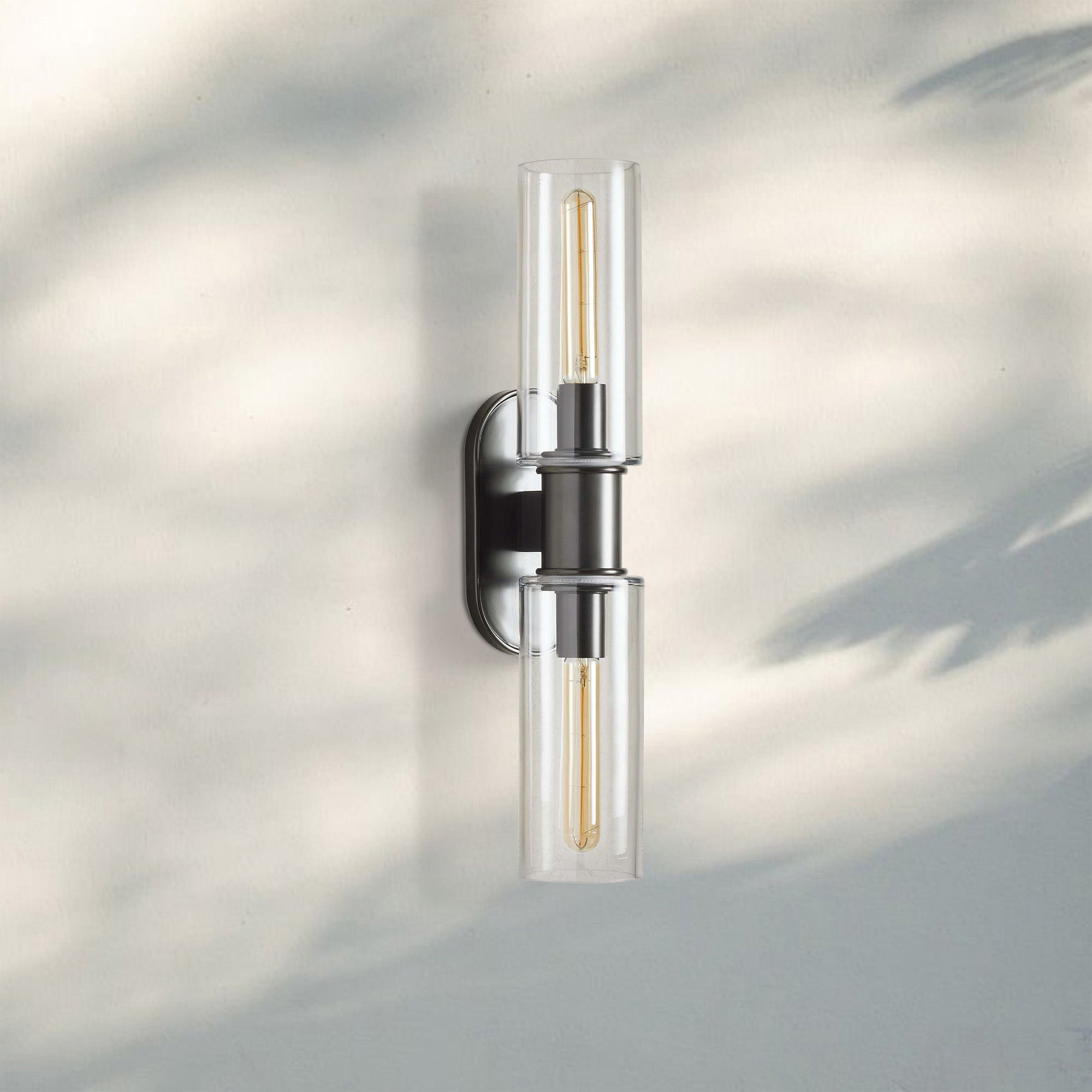 Harline Clear Glass 2 - Light Wall Sconce - NickelJoyfuzzy