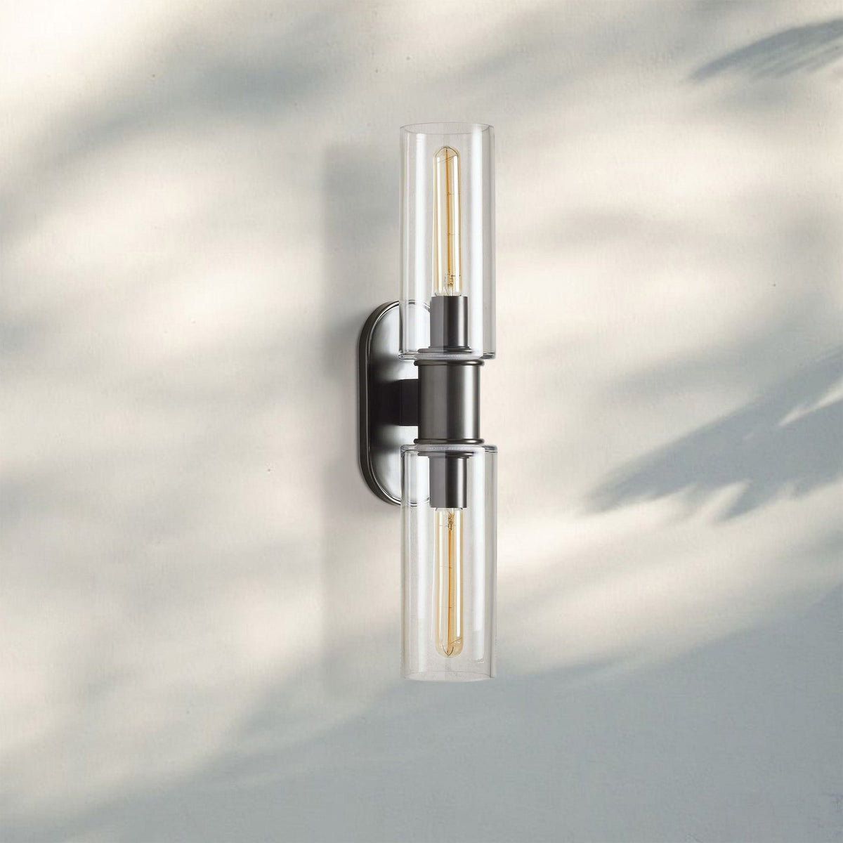 Harline Clear Glass 2 - Light Wall Sconce - NickelJoyfuzzy