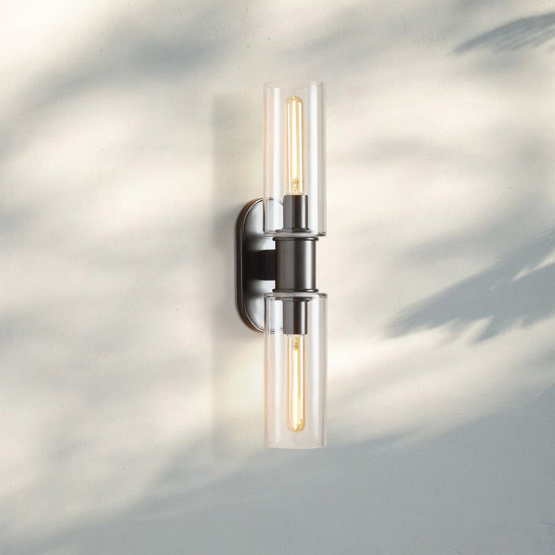 Harline Clear Glass 2 - Light Wall Sconce - BrassJoyfuzzy