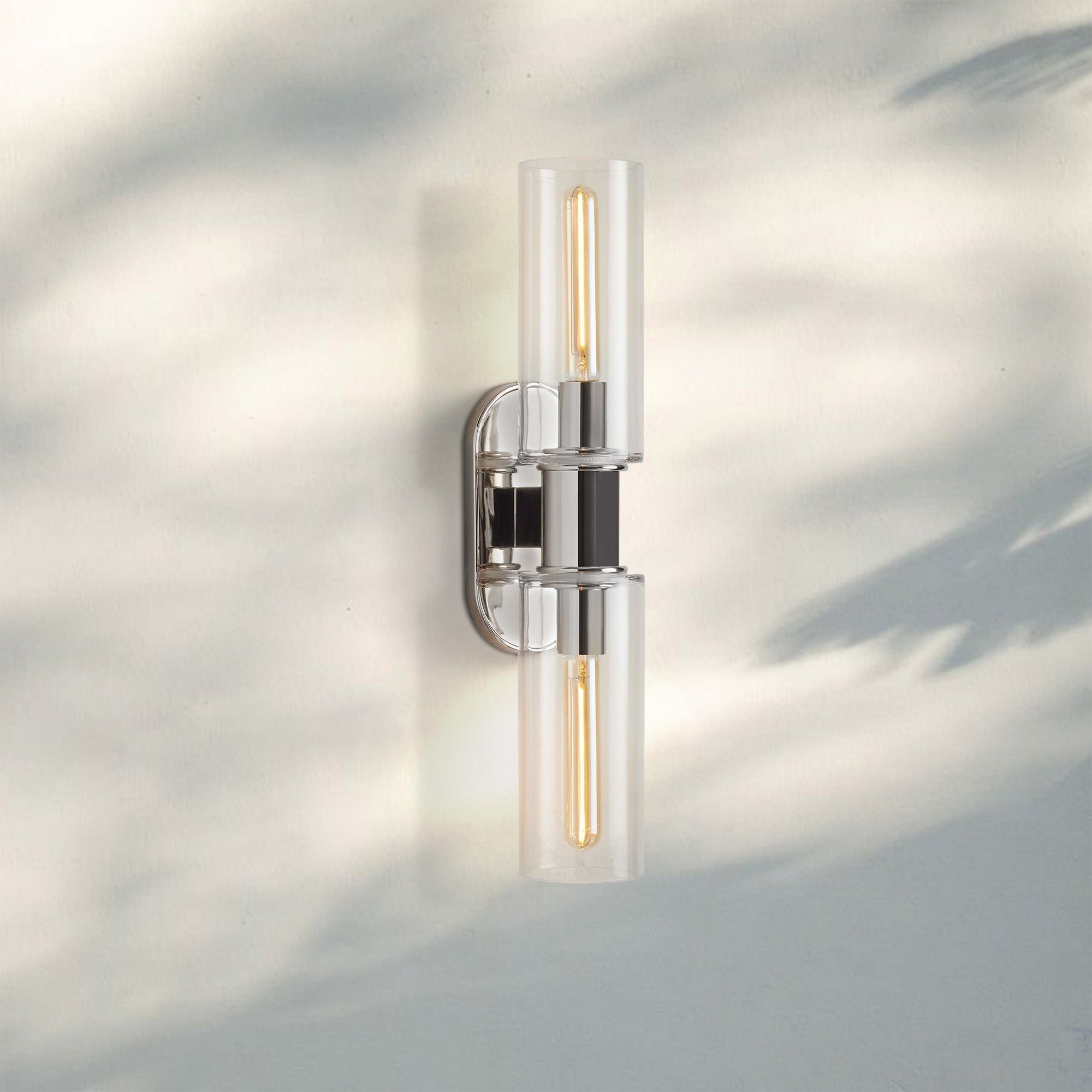 Harline Clear Glass 2 - Light Wall Sconce - NickelJoyfuzzy