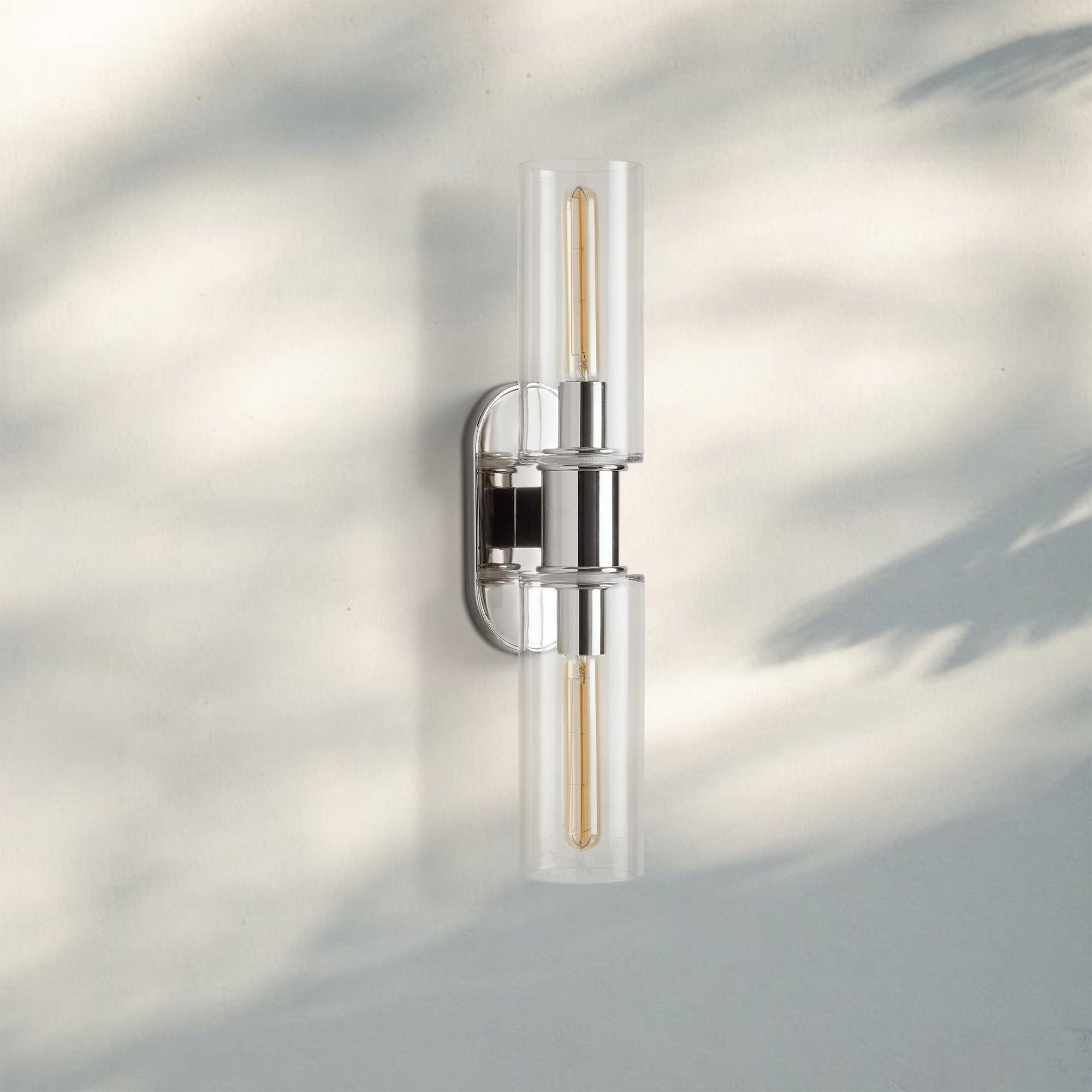 Harline Clear Glass 2 - Light Wall Sconce - NickelJoyfuzzy