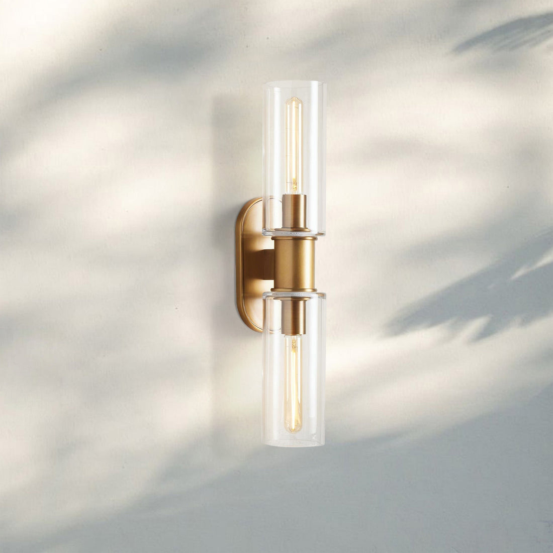 Harline Clear Glass 2 - Light Wall Sconce - BrassJoyfuzzy