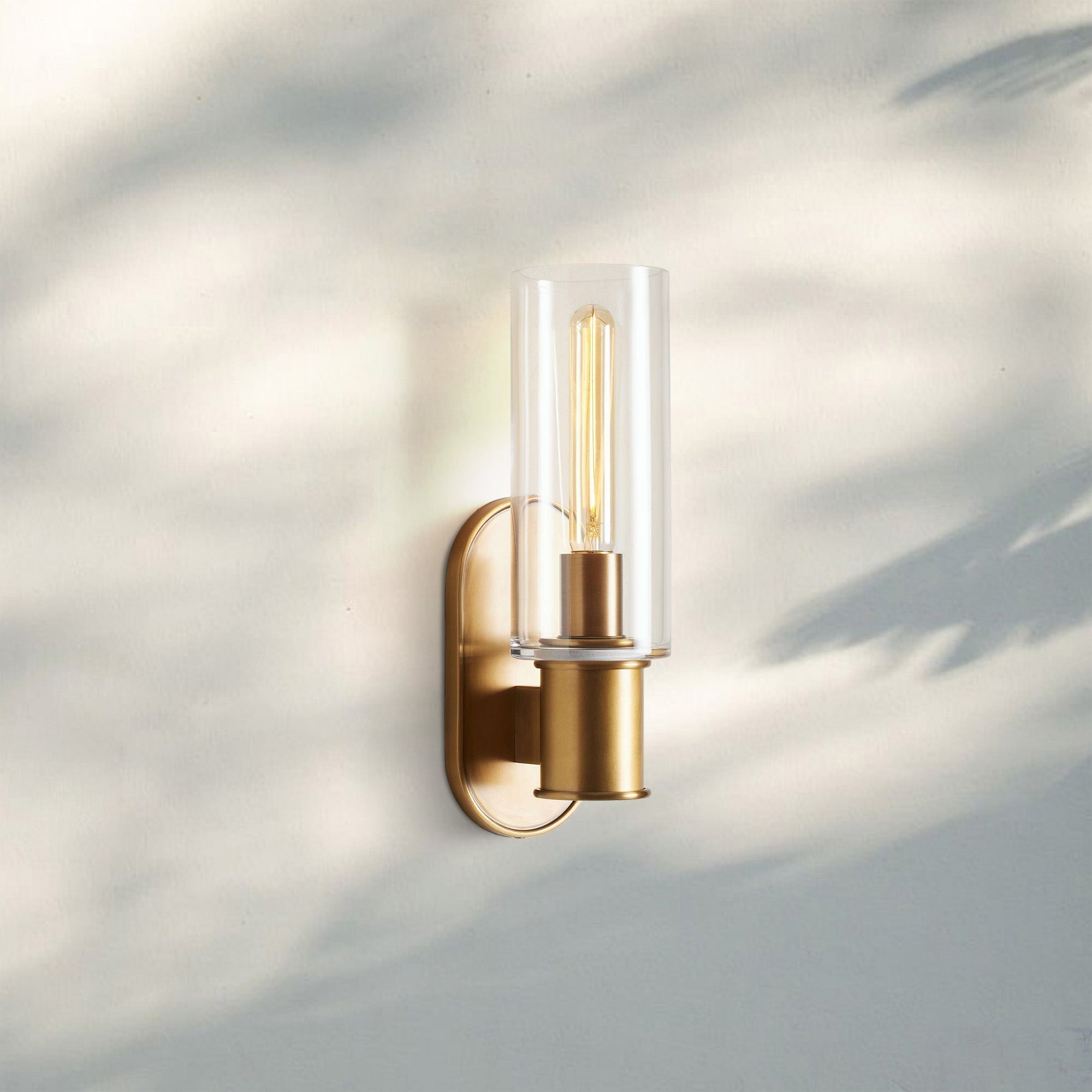 Harline Clear Glass Wall Sconce - BrassJoyfuzzy