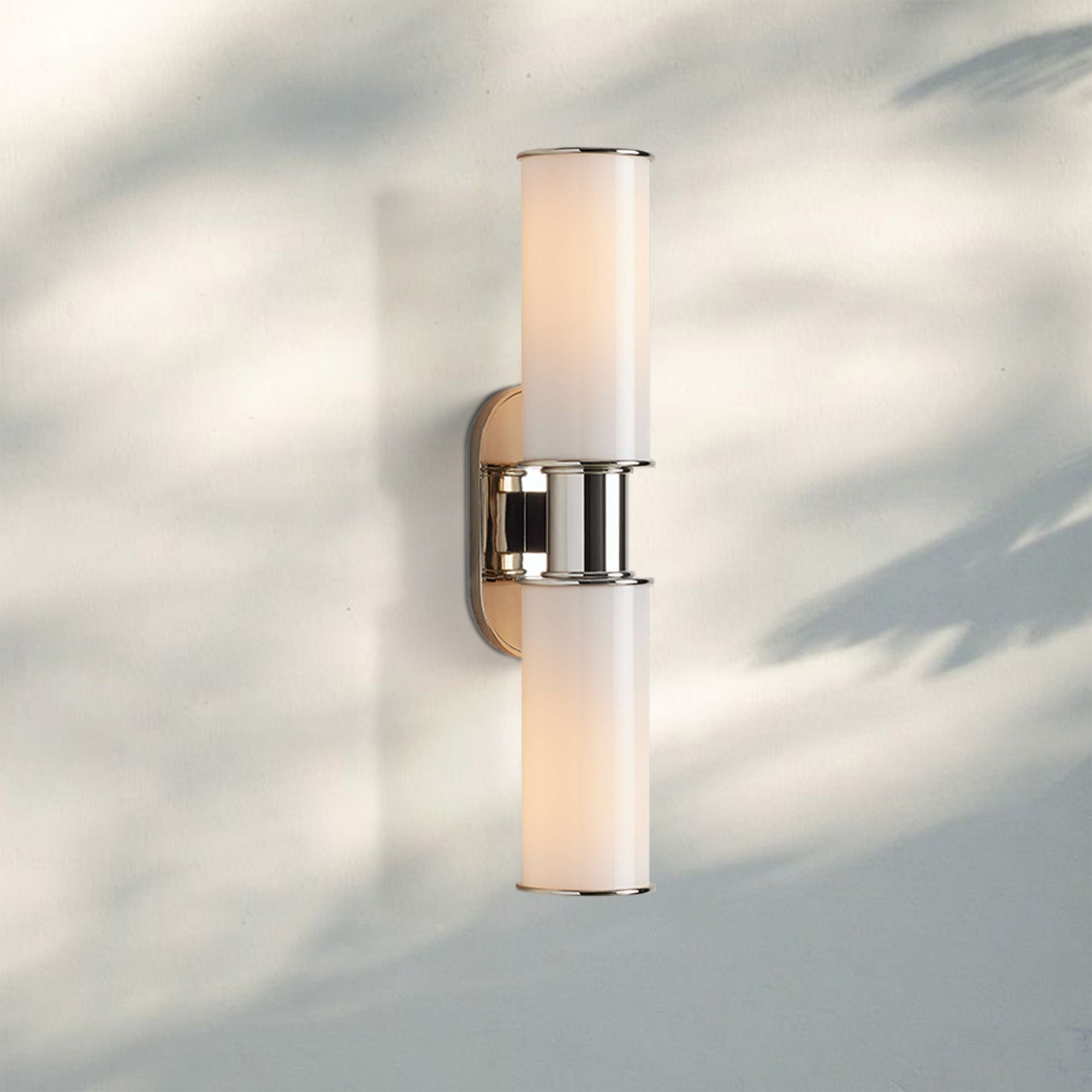 Harline Modern Milk Glass 2 - Light Wall Sconce - NickelJoyfuzzy