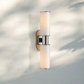 Harline Modern Milk Glass 2 - Light Wall Sconce - NickelJoyfuzzy