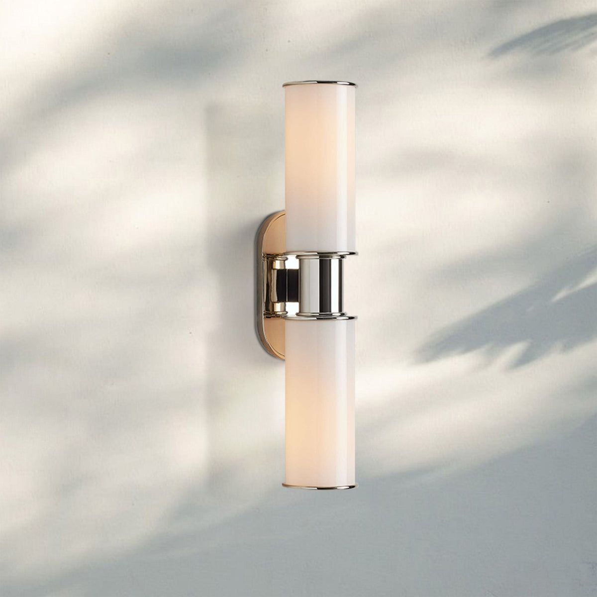 Harline Modern Milk Glass 2 - Light Wall Sconce - NickelJoyfuzzy