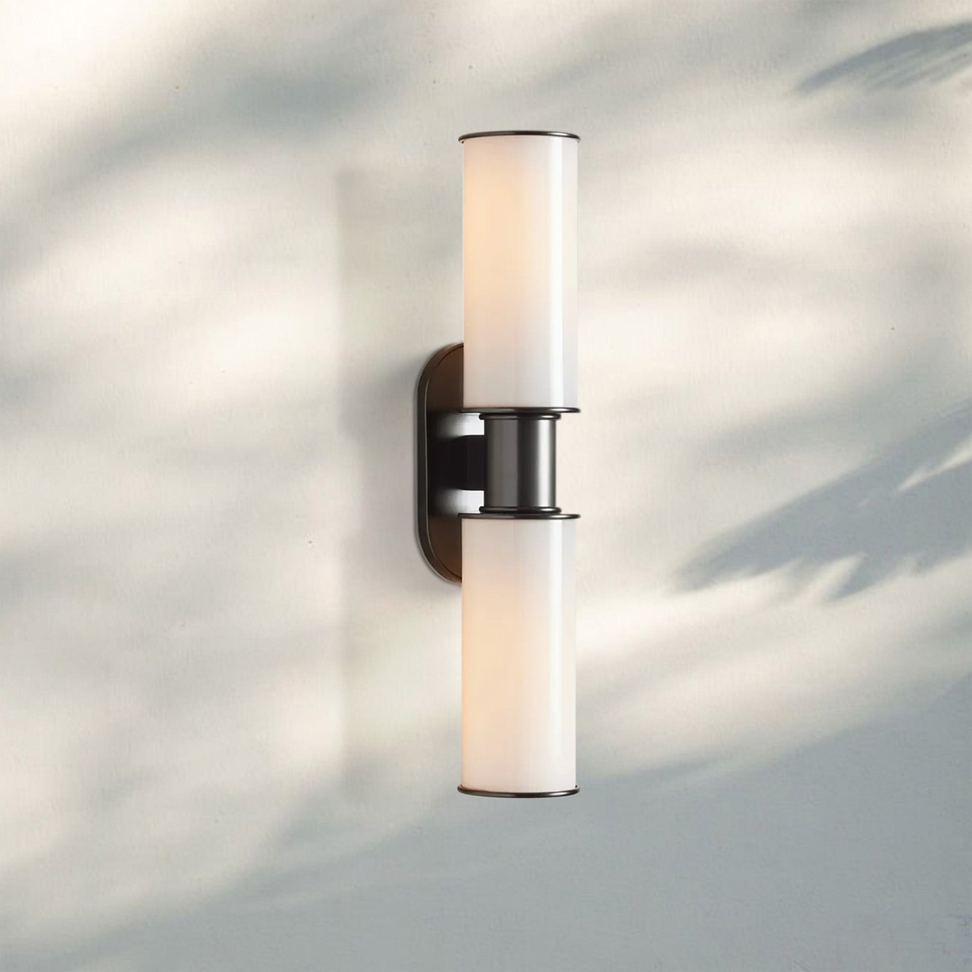 Harline Modern Milk Glass 2 - Light Wall Sconce - NickelJoyfuzzy