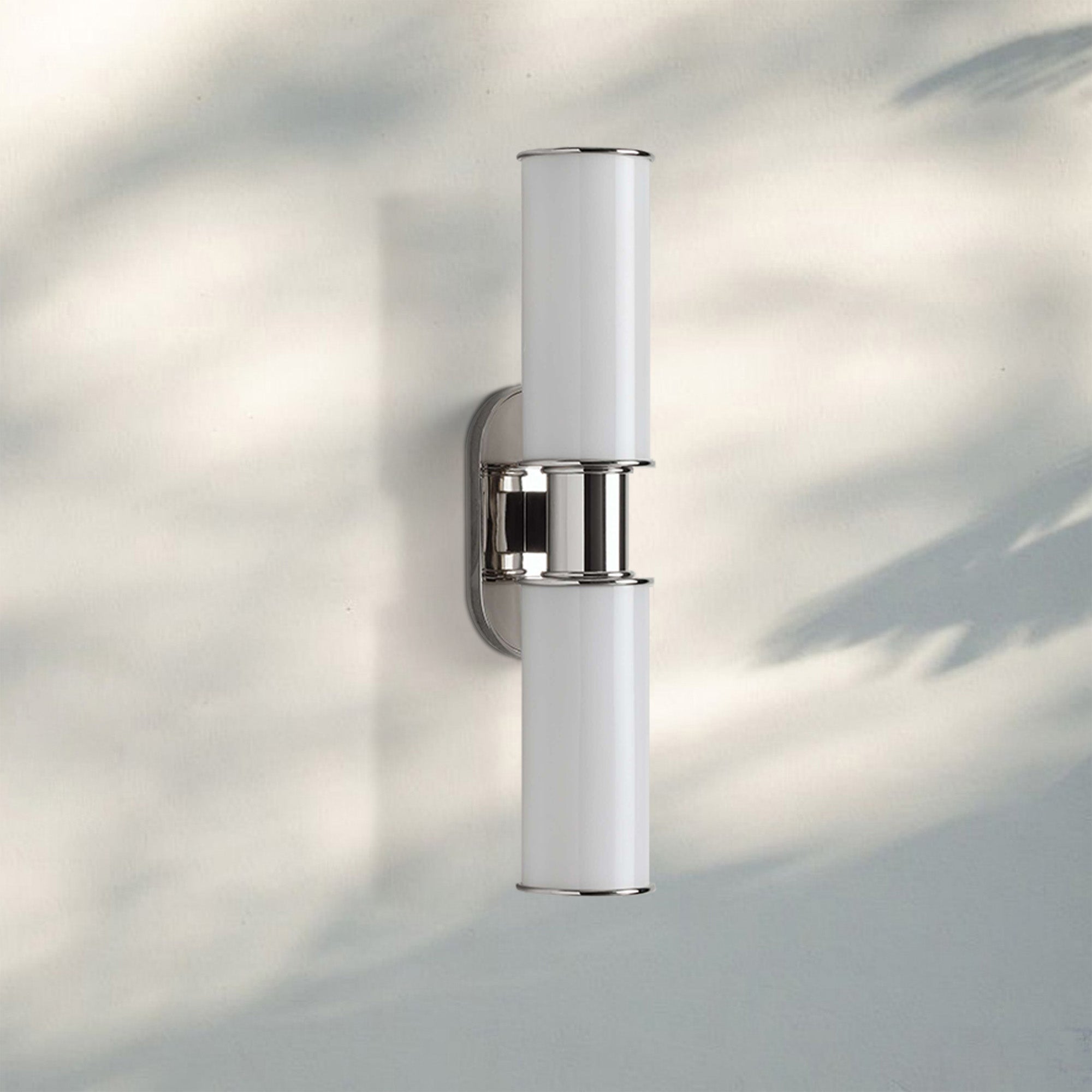 Harline Modern Milk Glass 2 - Light Wall Sconce - NickelJoyfuzzy