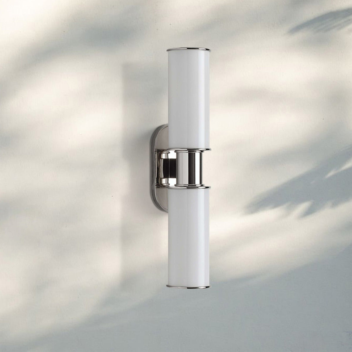 Harline Modern Milk Glass 2 - Light Wall Sconce - NickelJoyfuzzy
