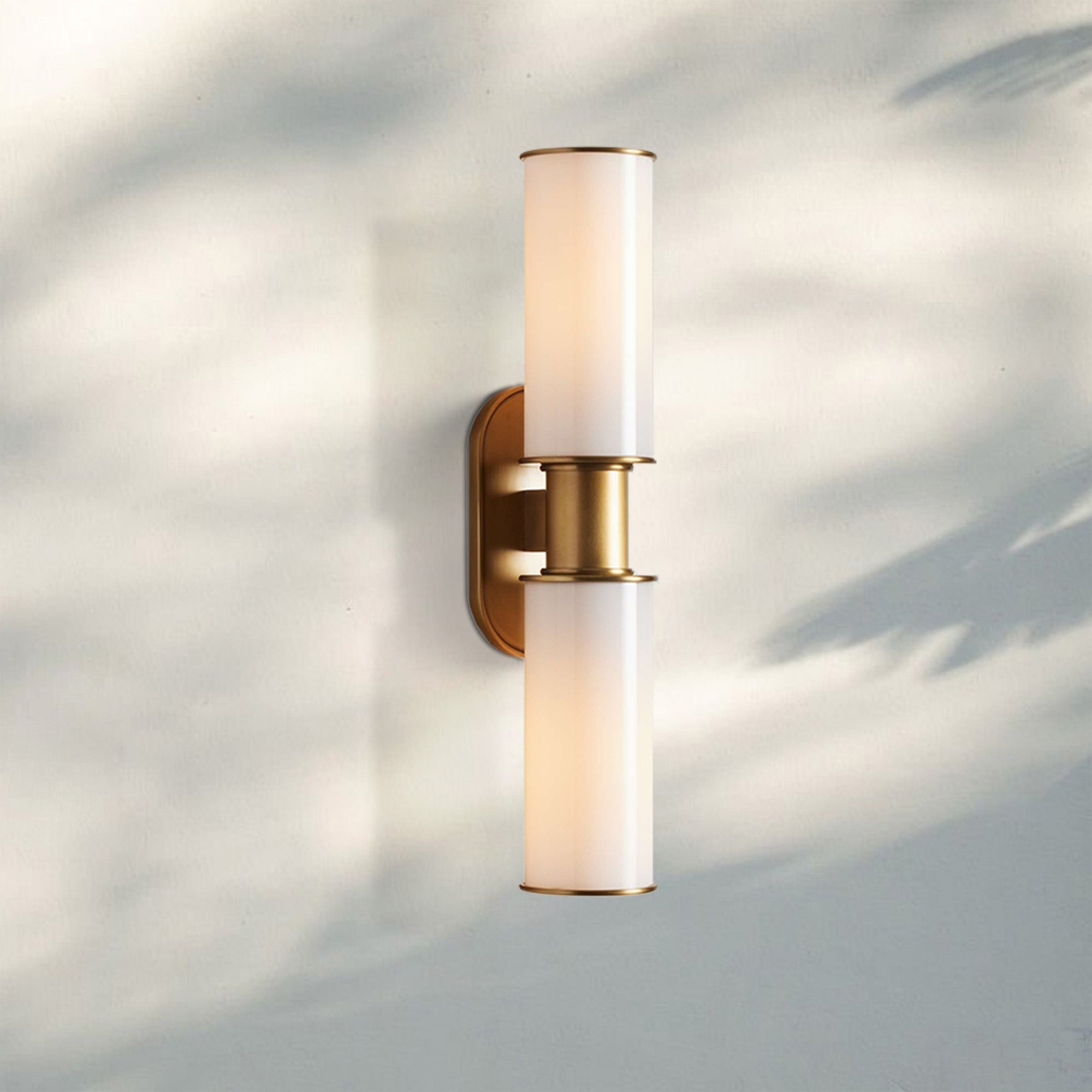 Harline Modern Milk Glass 2 - Light Wall Sconce - BrassJoyfuzzy