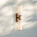Harline Modern Milk Glass 2 - Light Wall Sconce - BrassJoyfuzzy