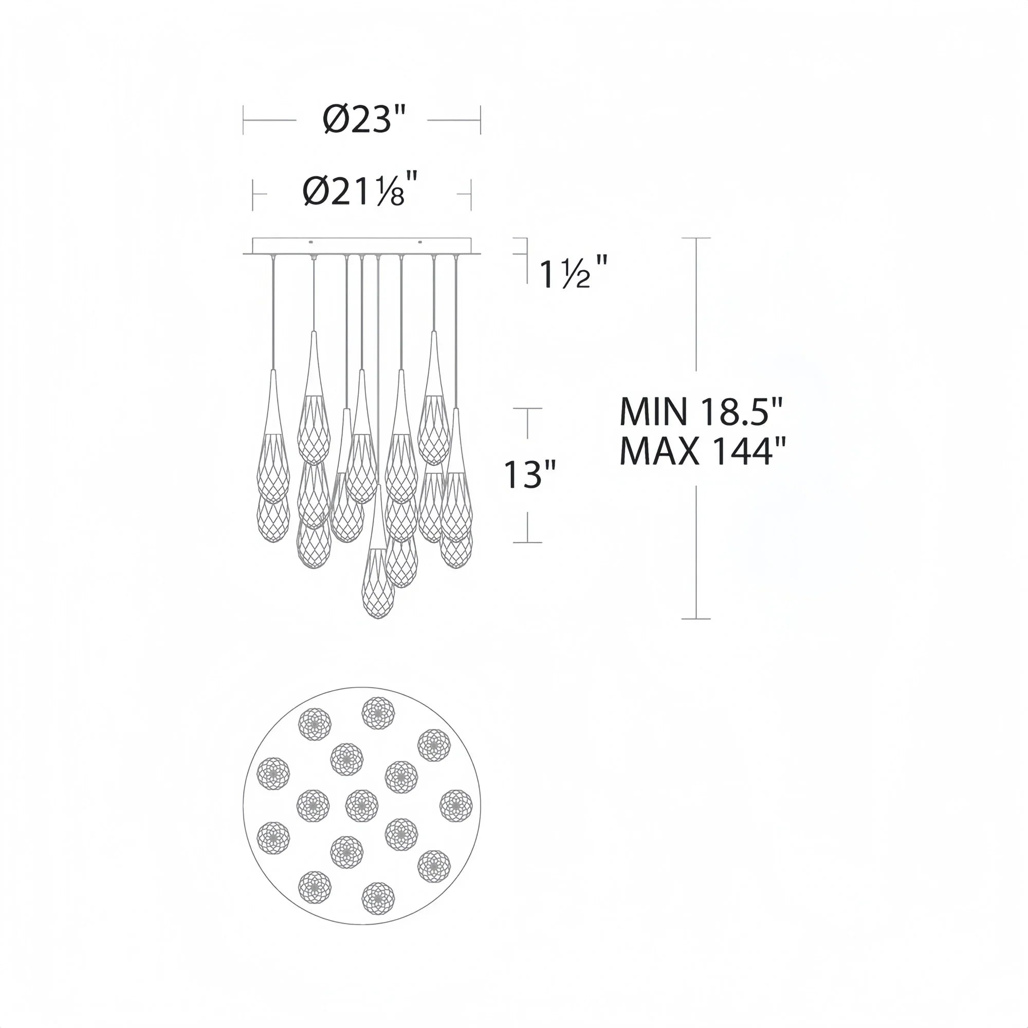 Hibiscus LED Multi Light Pendant Light Round Chandelier - Joyfuzzy