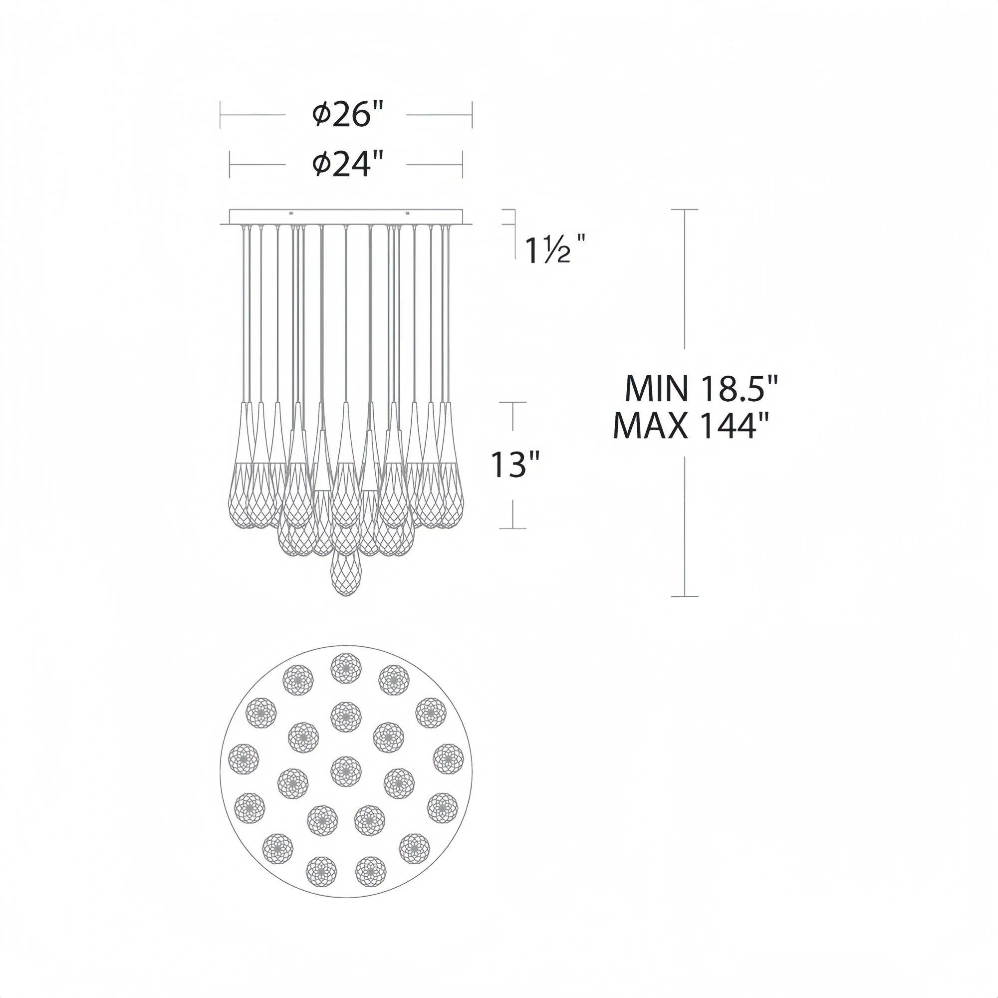 Hibiscus LED Multi Light Pendant Light Round Chandelier - Joyfuzzy