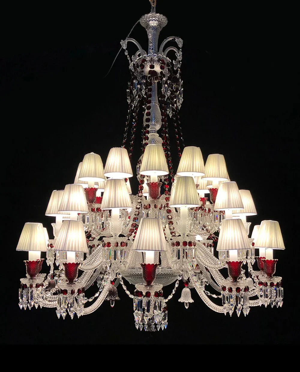 High End Luxtre 36 Lights Clear & Red Zanith Crystal Lighting - Joyfuzzy