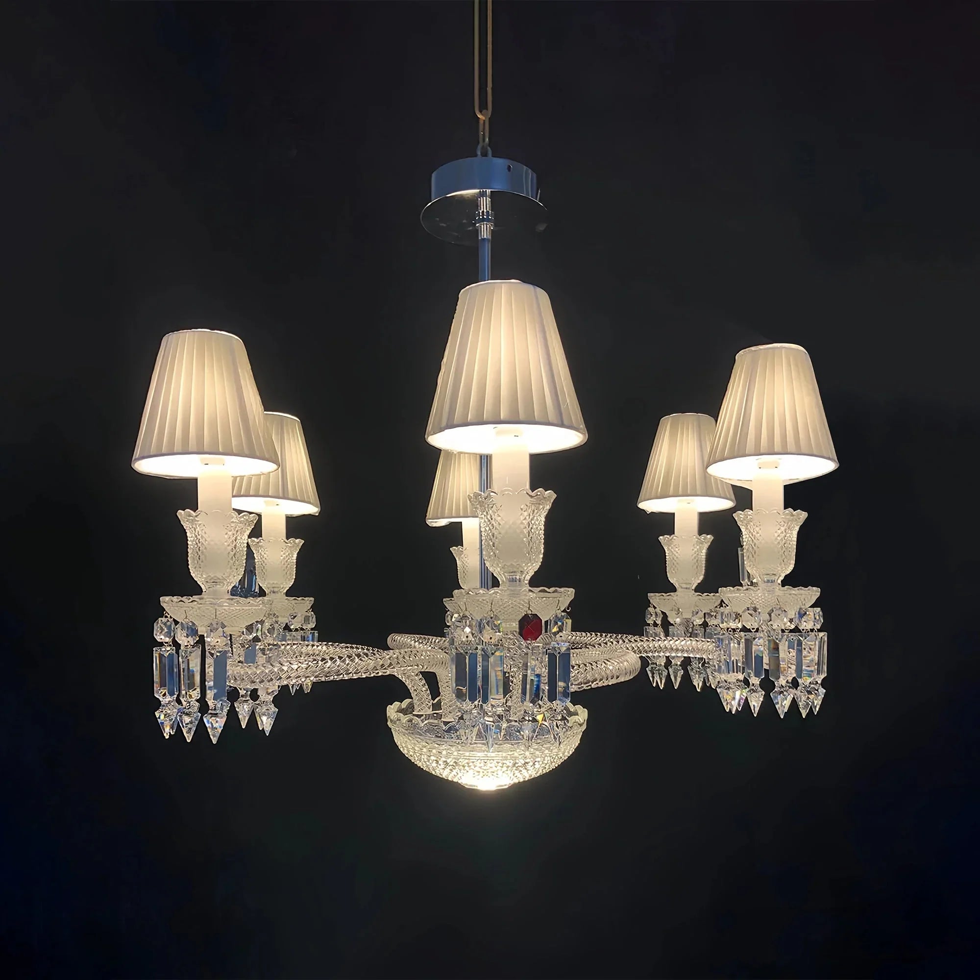 High Quality Lustre Tourbillon Chandelier with White Lampshades - Joyfuzzy