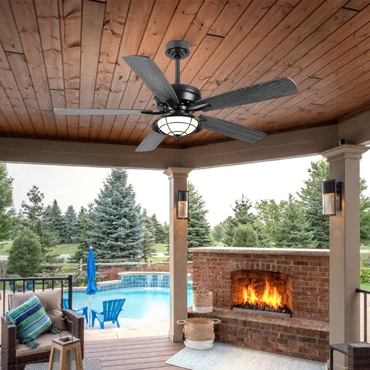 Indoor/Outdoor Ceiling Fans Farmhouse Modern Style 52" - Joyfuzzy