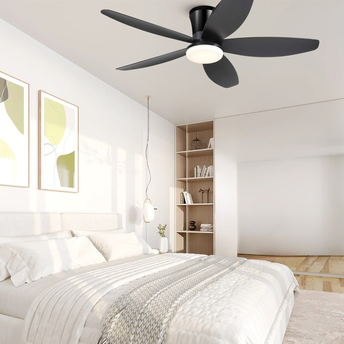 Indoor/Outdoor Recessed Black Ceiling Fan Light - Joyfuzzy