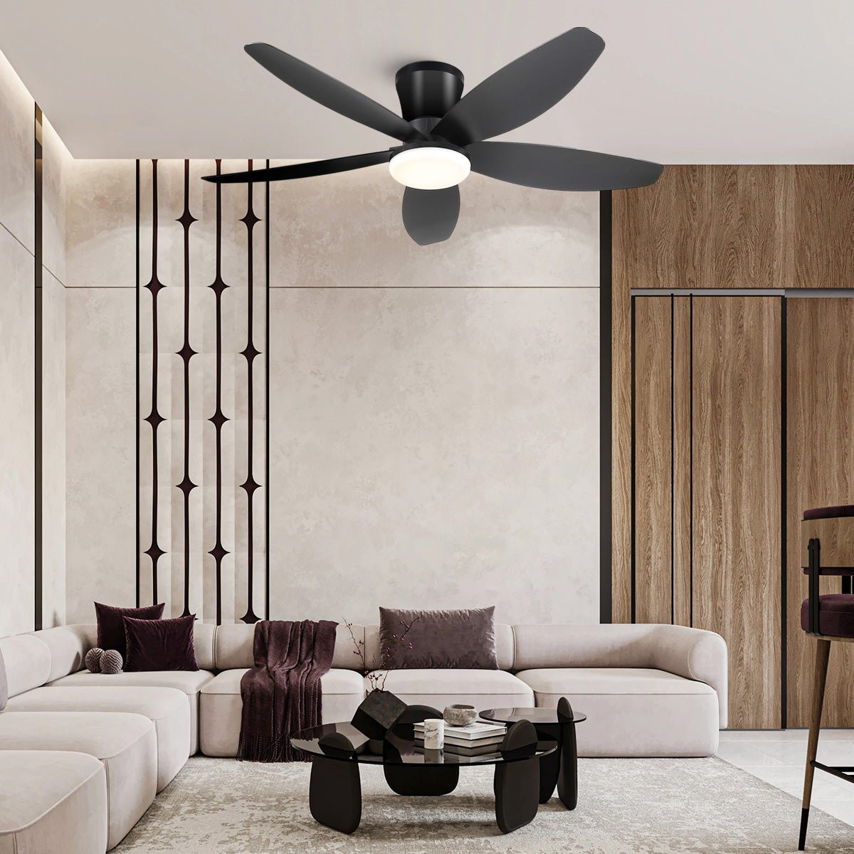 Indoor/Outdoor Recessed Black Ceiling Fan Light - Joyfuzzy