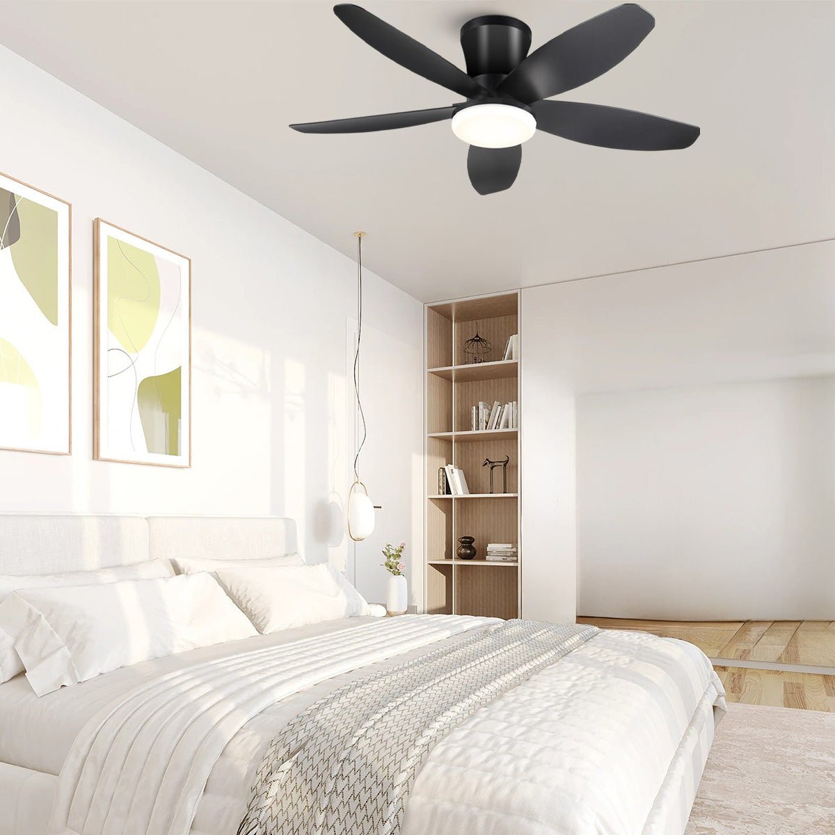 Indoor/Outdoor Recessed Black Ceiling Fan Light - Joyfuzzy