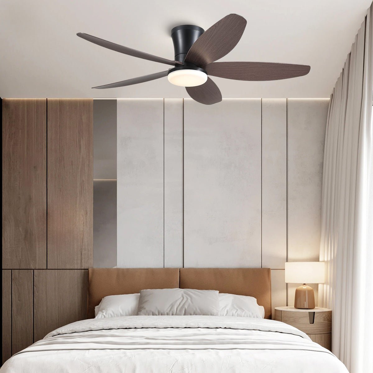 Indoor/Outdoor Recessed Black Ceiling Fan Light - Joyfuzzy