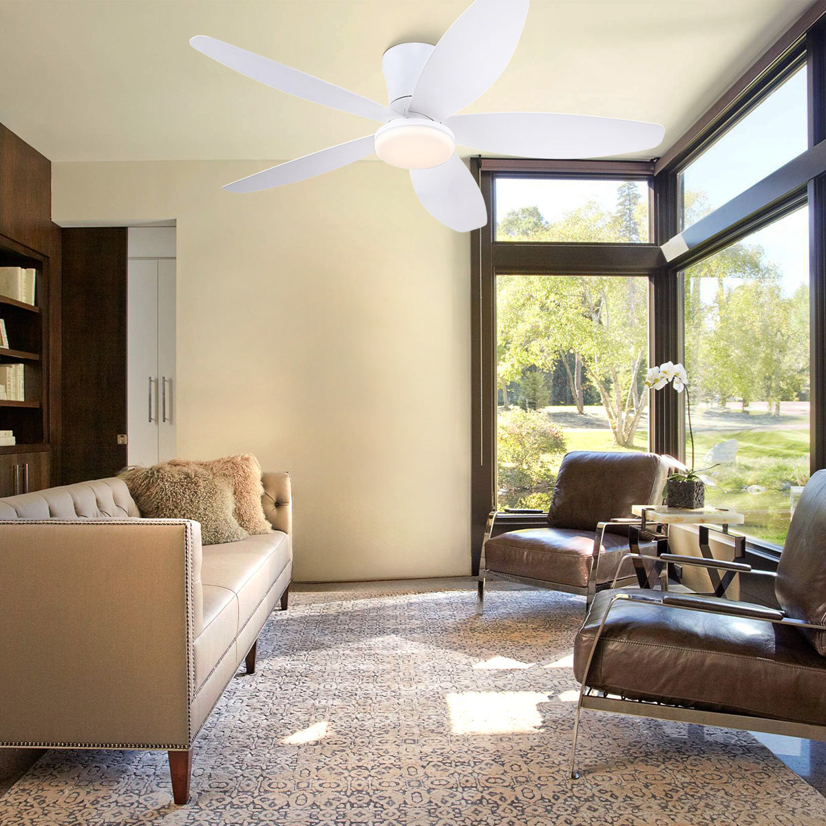 Indoor/Outdoor Recessed Black Ceiling Fan Light-ceiling light-Joyfuzzy