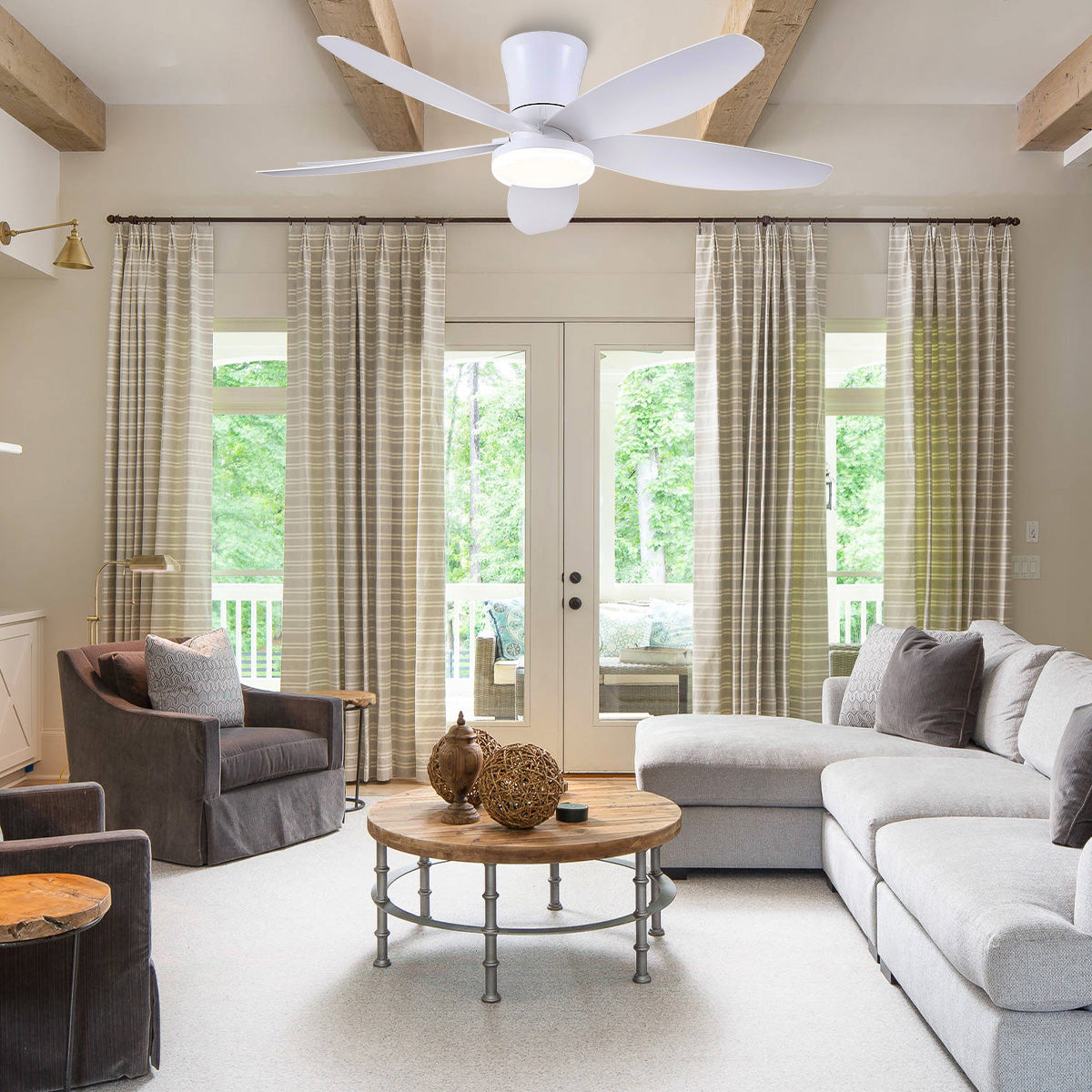 Indoor/Outdoor Recessed Black Ceiling Fan Light-ceiling light-Joyfuzzy