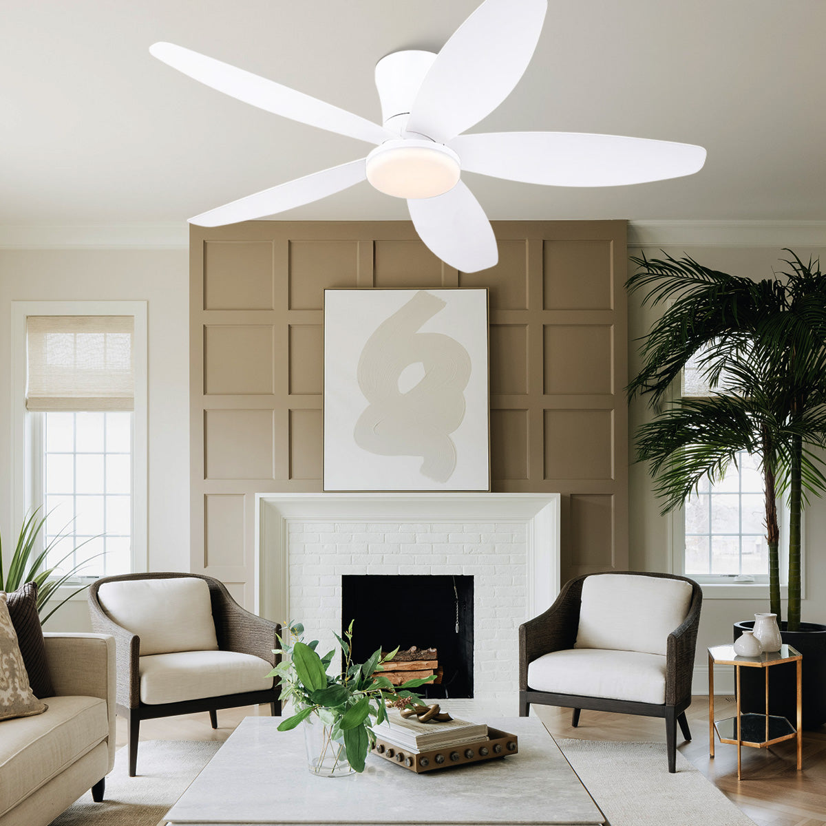 Indoor/Outdoor Recessed Black Ceiling Fan Light-ceiling light-Joyfuzzy