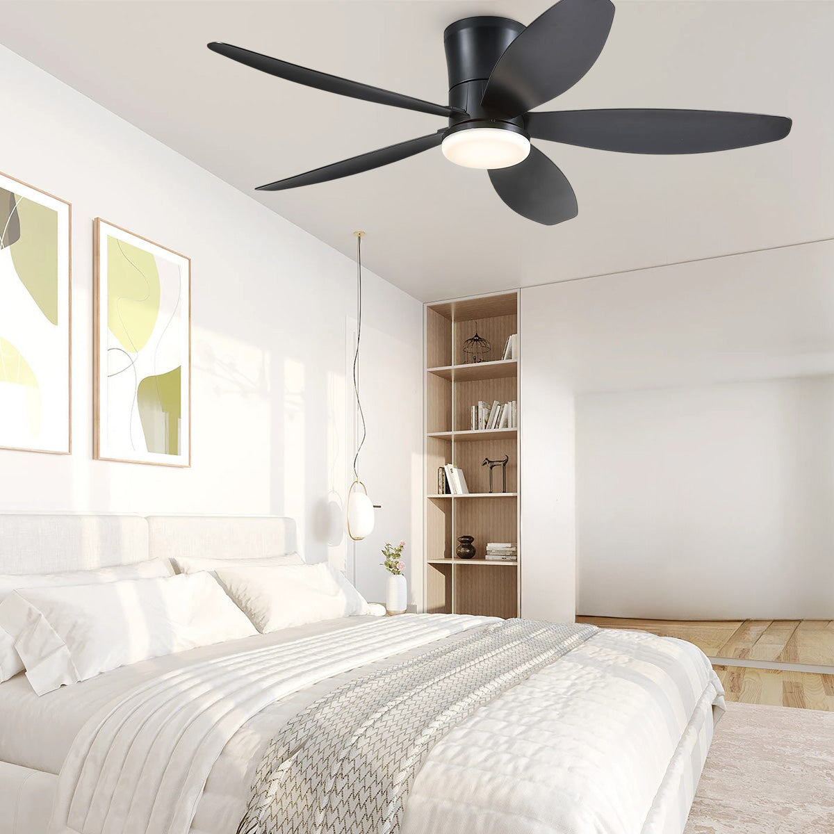 Indoor/Outdoor Recessed Black Ceiling Fan Light-ceiling light-Joyfuzzy