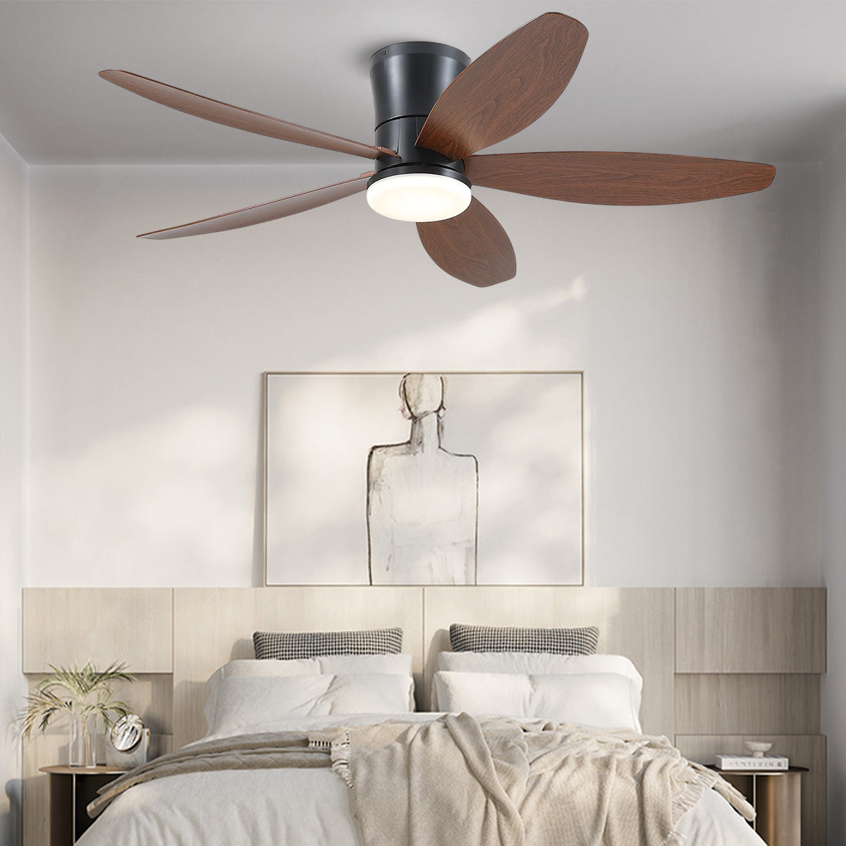 Indoor/Outdoor Recessed Black Ceiling Fan Light-ceiling light-Joyfuzzy
