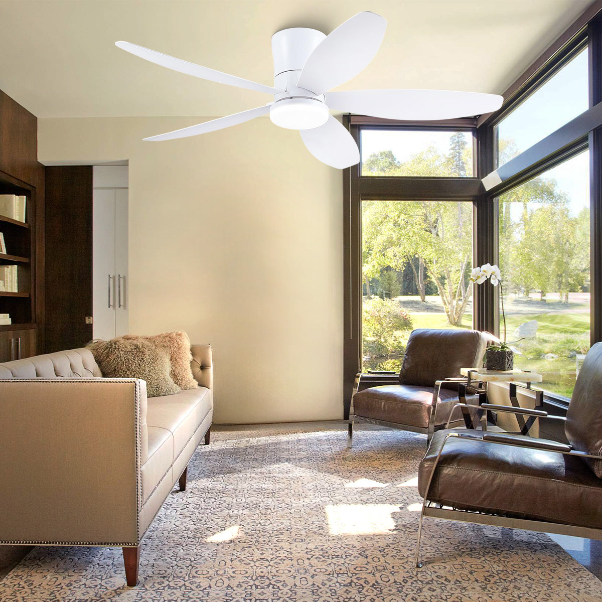 Indoor/Outdoor Recessed Black Ceiling Fan Light-ceiling light-Joyfuzzy