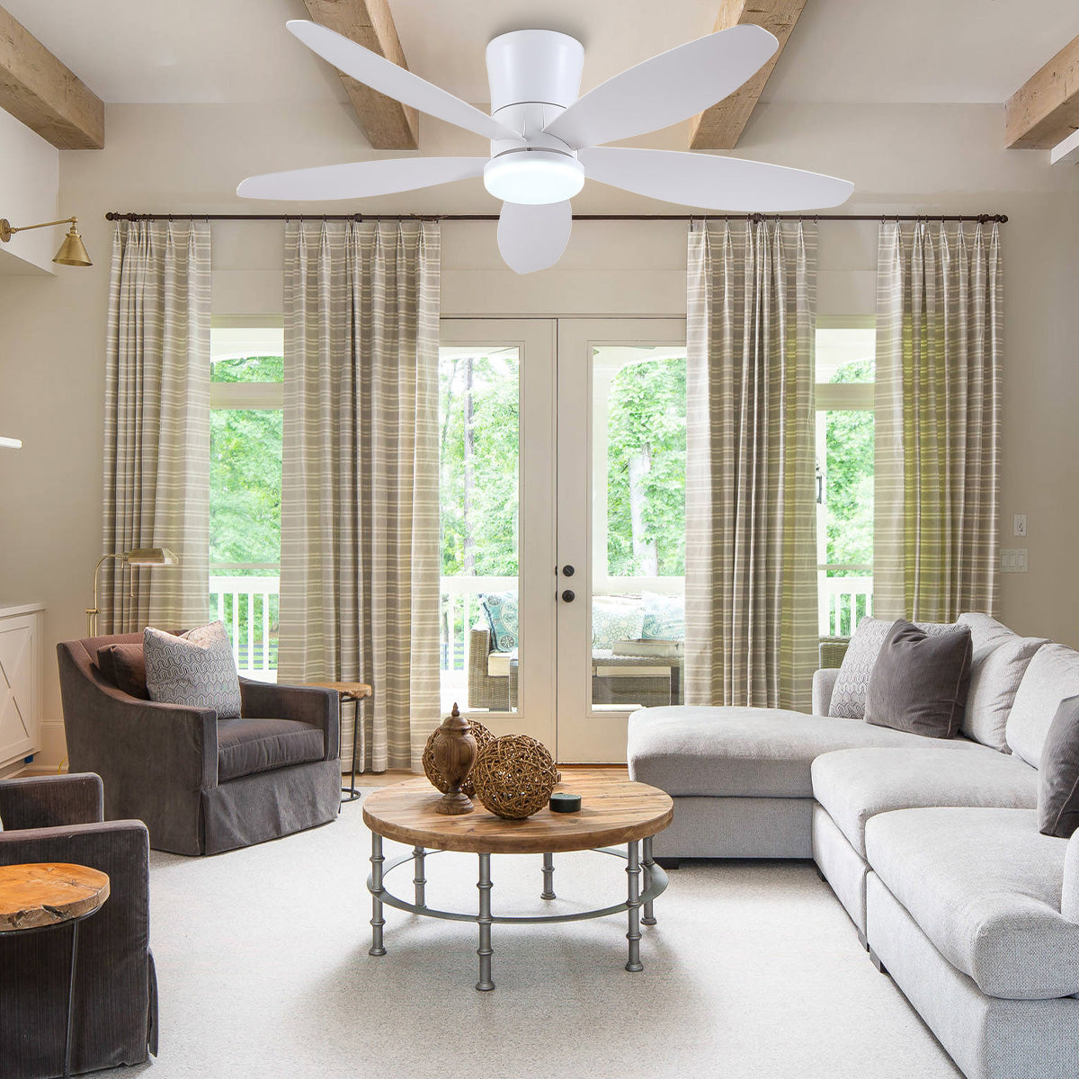 Indoor/Outdoor Recessed Black Ceiling Fan Light-ceiling light-Joyfuzzy