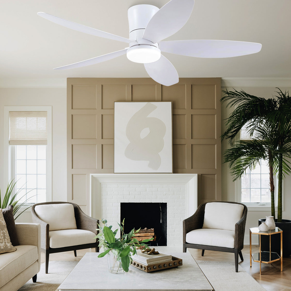 Indoor/Outdoor Recessed Black Ceiling Fan Light-ceiling light-Joyfuzzy