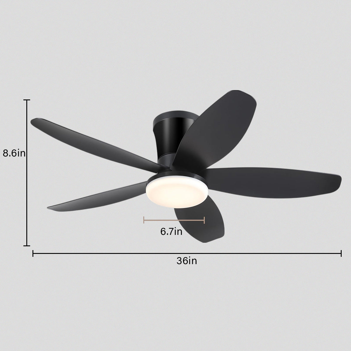 Indoor/Outdoor Recessed Black Ceiling Fan Light-ceiling light-Joyfuzzy