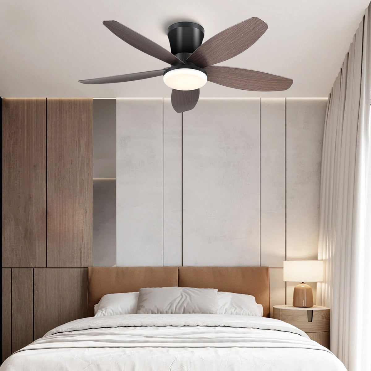 Indoor/Outdoor Recessed Black Ceiling Fan Light-ceiling light-Joyfuzzy