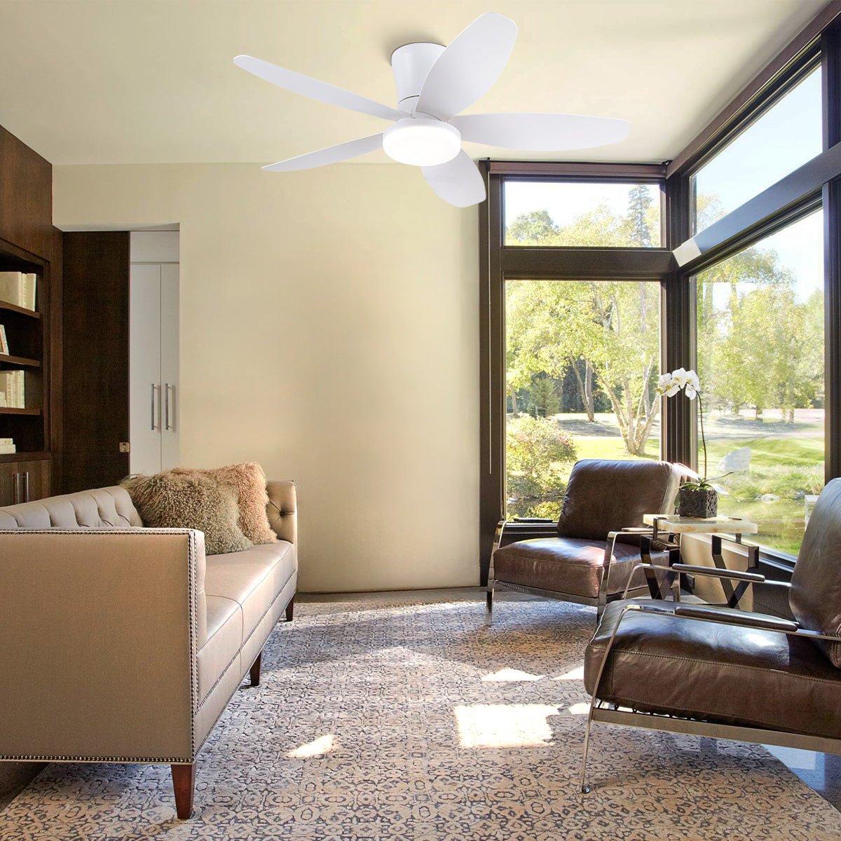 Indoor/Outdoor Recessed Black Ceiling Fan Light - Joyfuzzy